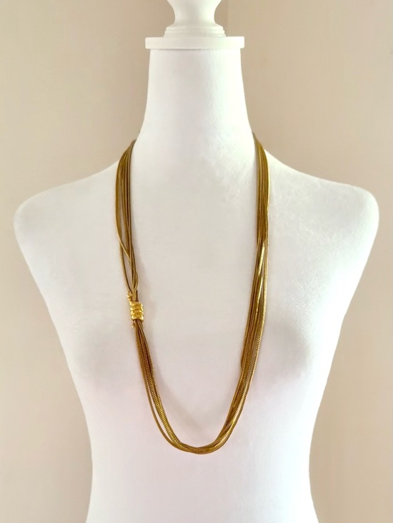 CHANEL Jewelry - Vintage Chanel Gilt Serpent Multi-Strand Foxtail Chain Necklace